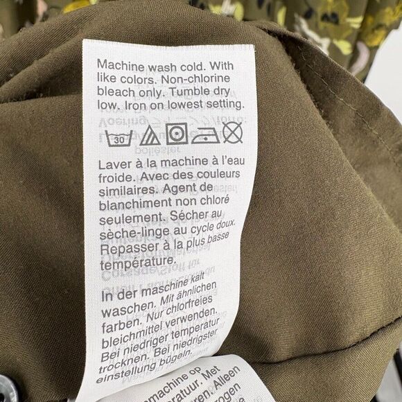 Madewell Cinch-Waist Tiered Midi Dress Sz XS Green Floral Peasant Boho - Picture 12 of 12